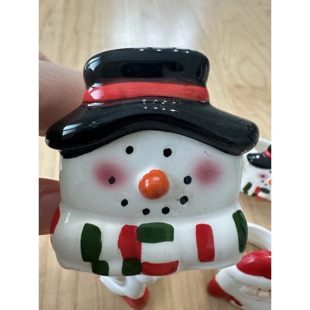Vintage Santa Claus Snowman Napkin Rings Ceramic Christmas Holiday Lot 8